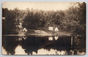 Richmond Maine RPPC Camping Scene On Lake Mirrored Image To Roxbury Postcard A37