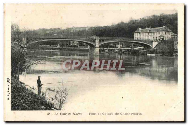 Old Postcard The Tower Bridge and Coteau Marne Chennevieres