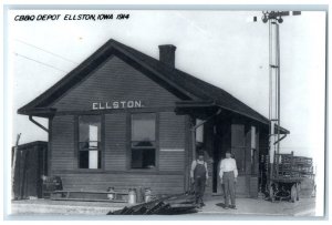 c1914 CB&Q Depot Ellston Iowa IA Vintage Train Depot Station RPPC Photo Postcard