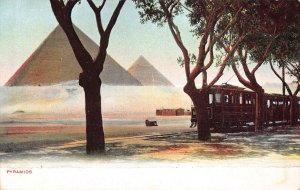 Egypt Cairo Pyramids Tram vintage postcard B933