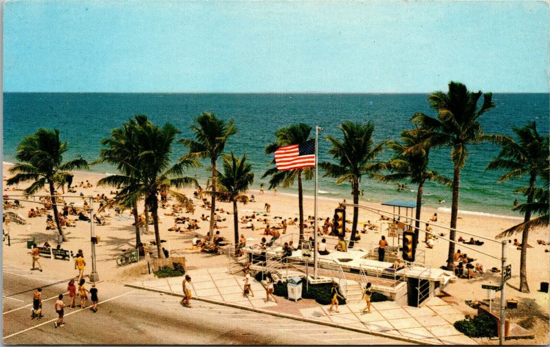 Vtg Fort Lauderdale Beach Las Olas & Highway A1A Boulevard Florida FL Postcard