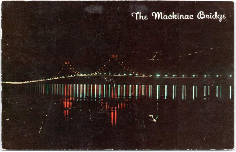 The Mackinac Bridge - night view with lights