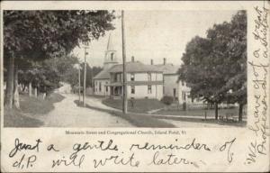 Island Pond VT Mountain St. & Church c1910 Postcard