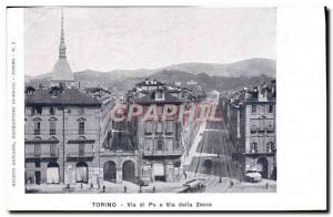 Old Postcard Torino Via di Po and Via della Zecca