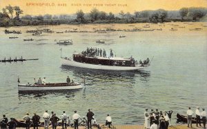 RIVER VIEW FROM YACHT CLUB SPRINGFIELD MASSACHUSETTS POSTCARD 1909