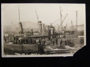 Siberia 1919-steamship at wharf-crew mustered on deck