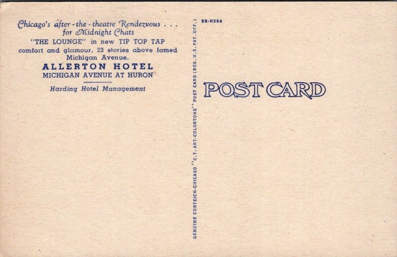 Postcard Tip Top Tap Allerton Hotel Chicago IL