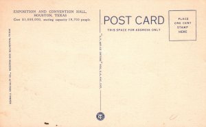 Vintage Postcard Exposition and Convention Hall Houston Texas Seawall Specialty