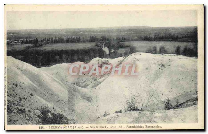 Old Postcard Militaria Berry au Bac His Ruins Riviera Formidables Funnels