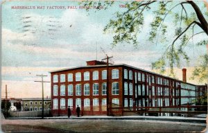 Vintage Postcard MA Fall River Marshall's Hat Factory Flag Cancel 1911 H22