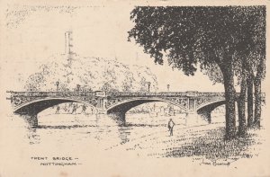 NOTTINGHAM, TRENT BRIDGE, Nottinghamshire - Vintage POSTCARD (Drawing)