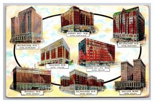 Multiview Schroeder Hotels Wisconsin Minnesota 1929 Advertising DB Postcard R29