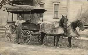 Aurora Illinois IL Pharmary Horse Delivery Wagon Medical Proud Driver c1910 RPPC