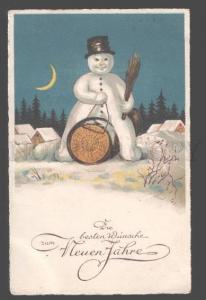 3106818 NEW YEAR Top Hat SNOWMAN as KRAMPUS vintage PC