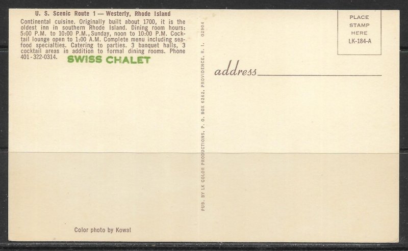 Rhode Island, Westerley - Swiss Chalet - Dining Room - [RI-155]