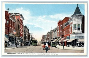 c1920 Washington Avenue Washington Square Newport News Virginia Vintage Postcard