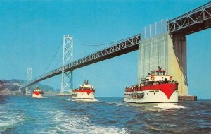 HARBOR TOURS Sight-Seeing Boats SAN FRANCISCO Bay Bridge c1960s Vintage Postcard