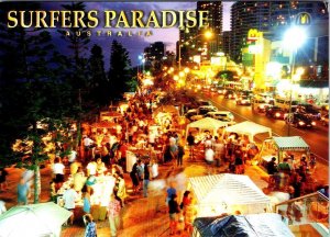 Gold Coast, Australia NIGHT MARKET~ESPLANADE Street Scene~Vendors  4X6 Postcard