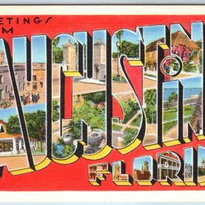 c1940s St. Augustine, FL Greetings Large Bubble Letter Fla Oldest Old World A207