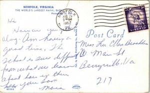 US Navy Norfolk Naval Base, World's Largest Naval Base, VA, Old Postcard