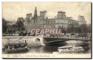 Old Postcard The Paris City Hall and the Bridge of Arcola