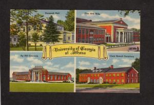 GA University of Georgia Multi View Athens Georgia Postcard Linen Denmark Hall