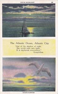 New Jersey Atlantic City The Atlantic Ocean Moonlight And Sunrise 1939