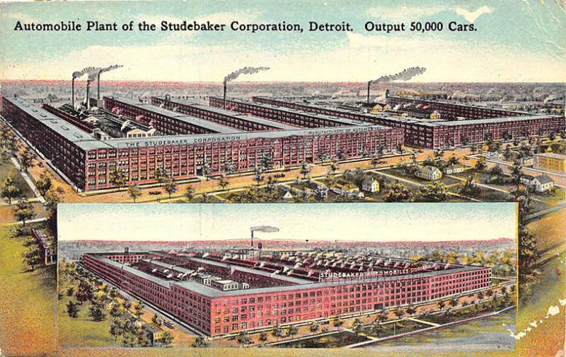 Detroit MI Studebaker Automobile Plant, in 1915 Postcard