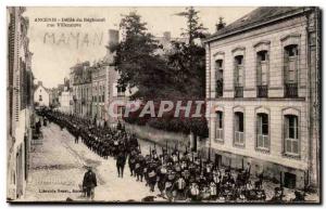 Ancenis Old Postcard Defile of regiment street Villeneuve