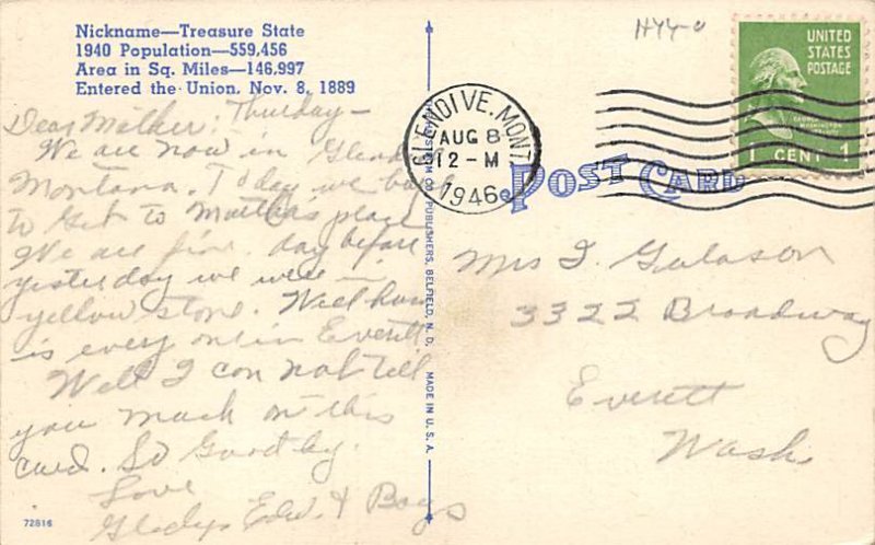 Greetings from Montana Large Letter 1946 