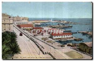 Old Postcard Algeria Algiers harbor view taken from the hotel of Europe