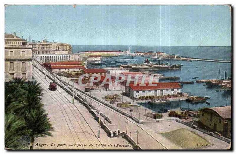 Old Postcard Algeria Algiers harbor view taken from the hotel of Europe