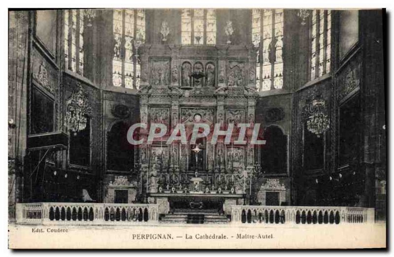 Old Postcard Perpignan The Cathedral Altar