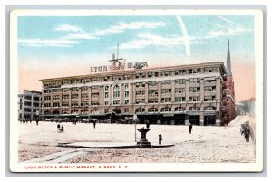 Lyon Blcok and Public Market Albany New York NY UNP WB Postcard Q23