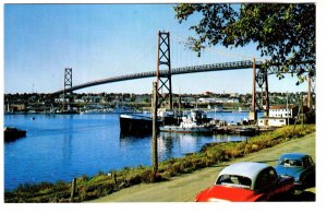 Angus L MacDonald Bridge. Halifax, Nova Scotia, Canada, Boats in Harbour