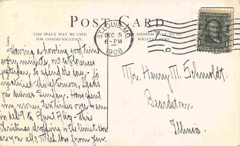 Union Station Train Depot St Louis Missouri 1908 postcard