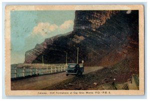Falaises Cliff Formations At Cap Gros Morne P. Q. Canada, Road Car Postcard