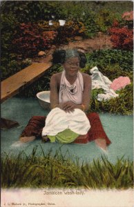 Panama Jamaican Wash Lady Vintage Postcard C090