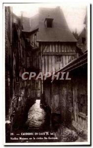 Old Postcard Caudebec-en-Caux Old Houses sue the River St. Gertrude