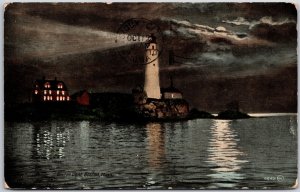 1910's Boston Light House Boston Massachusetts MA Attraction Posted Postcard