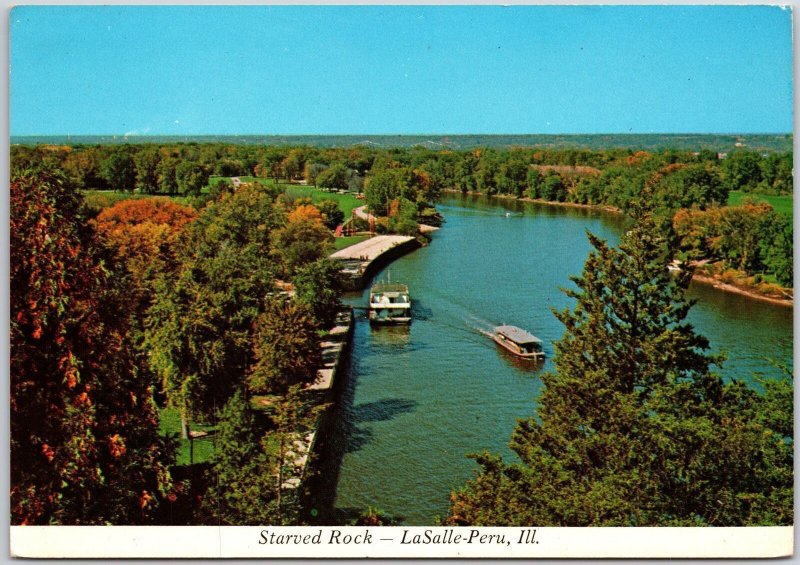 Starved Rock Lasalle-Peru Illinois IL Cruise Boat Leaving The Dock Postcard