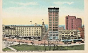 Postcard OH Columbus Ohio-High Street facing Capitol-Bryce Bros Co-Antique (D10)