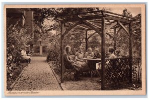 Kassel Germany Postcard View of Girls in Bandstand Garden Front of House c1920's