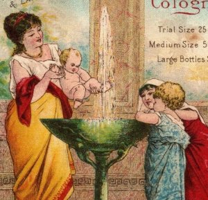 1883 Hoyt's German Cologne Perfumed Card Greek Roman Image Lady Toga Baby P220