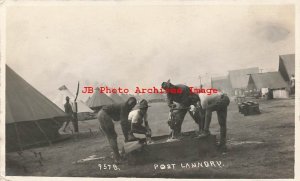 Black Americana, RPPC, Philippines Camp McGrath, Soldiers doing Post Laundry