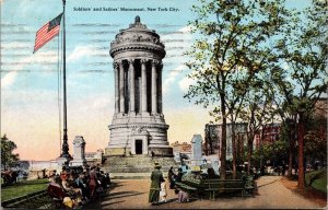 Soldiers Sailors Monument New York City NYC NY Antique Postcard PM Woodhaven NY