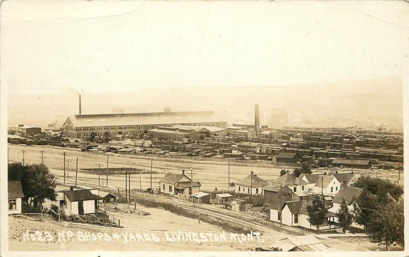 c1910 RPPC Northern Pacific RR Shops & Yards Livingston MT Park County Unposted