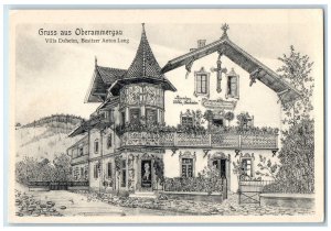 c1940's Greetings from Oberammergau Villa Daheim Germany Unposted Postcard