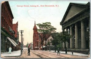 NEW BRUNSWICK NJ GEORGE STREET 1907 ANTIQUE POSTCARD