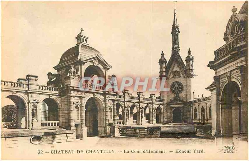 Old Postcard Chateau de Chantilly The Court of Honor